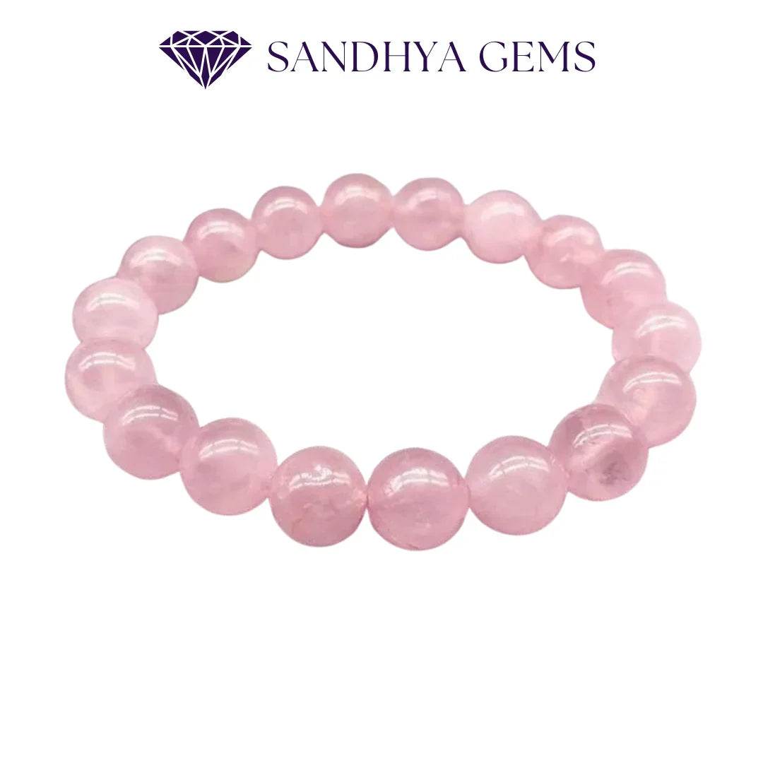 Natural Rose Quartz Crystal Bracelet - Sandhya Gems Corner
